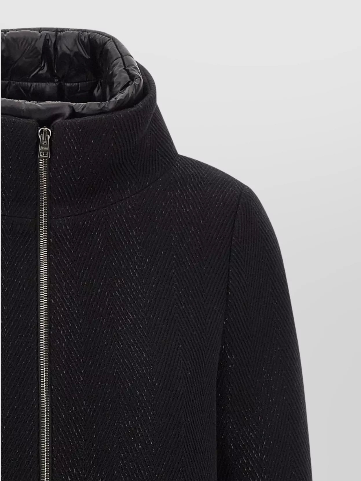 Herno Textured Wool Coat High Collar