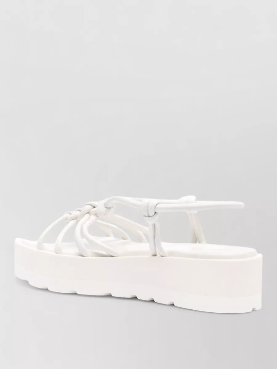 Gianvito Rossi Leather Sandals With Knotted Detail And Platform In White