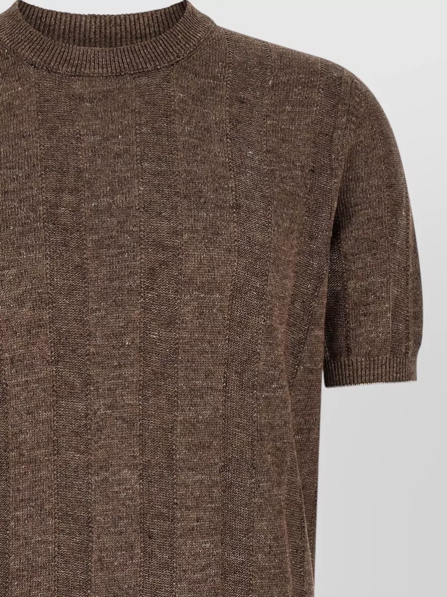 Brunello Cucinelli Ribbed Linen Blend Short-Sleeve Jumper