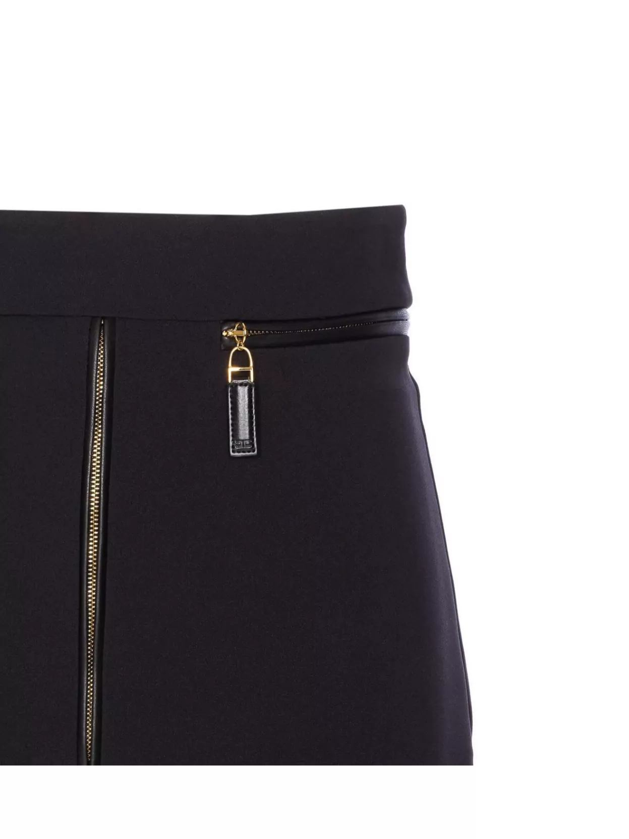 Elisabetta Franchi High Waist Maxi Zip Skirt With Gold-tone Hardware In Black