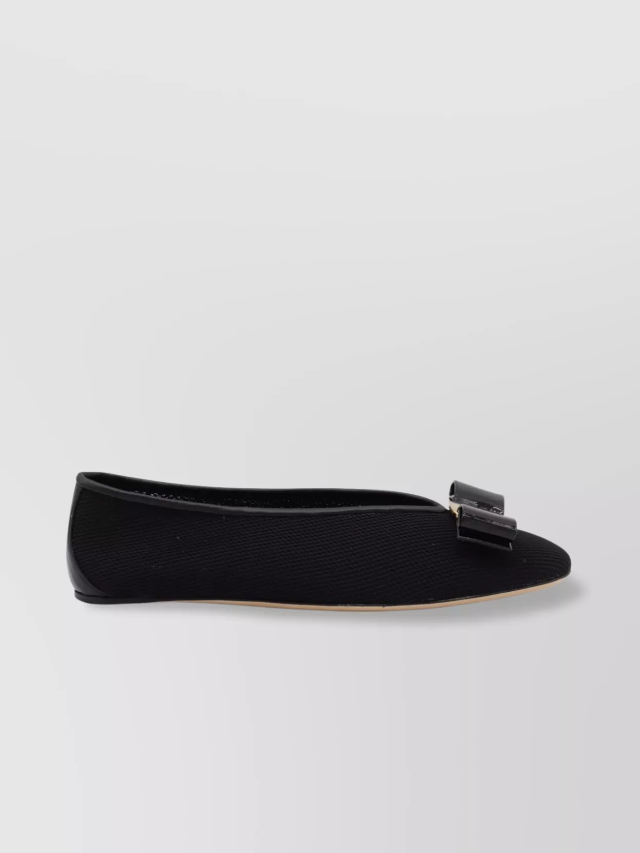 Ferragamo Bow Textured Fabric Ballerina Shoes