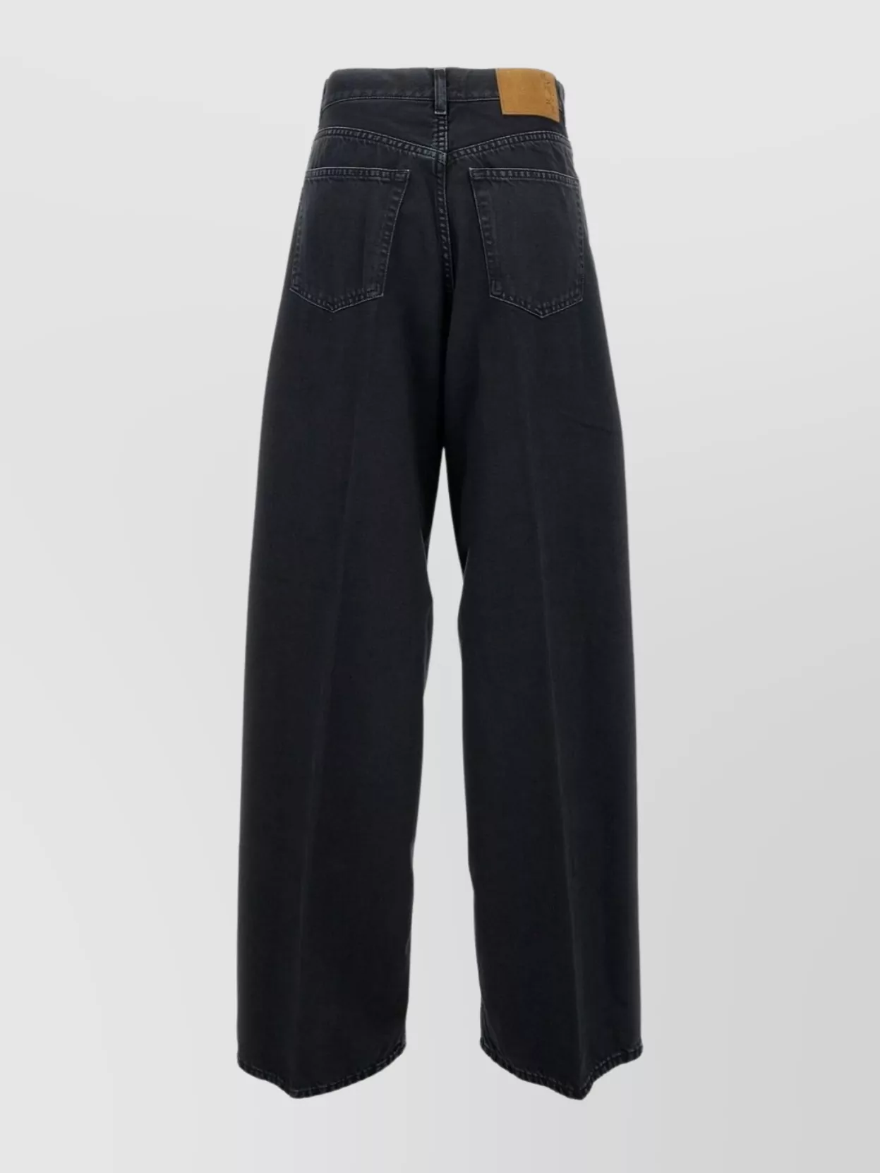 Haikure Wide-leg Jeans With High Waist And Leather Label In Black