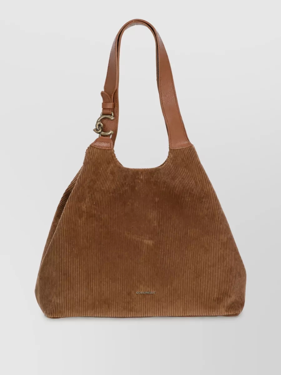 Coccinelle Corduroy Leather Shoulder Bag