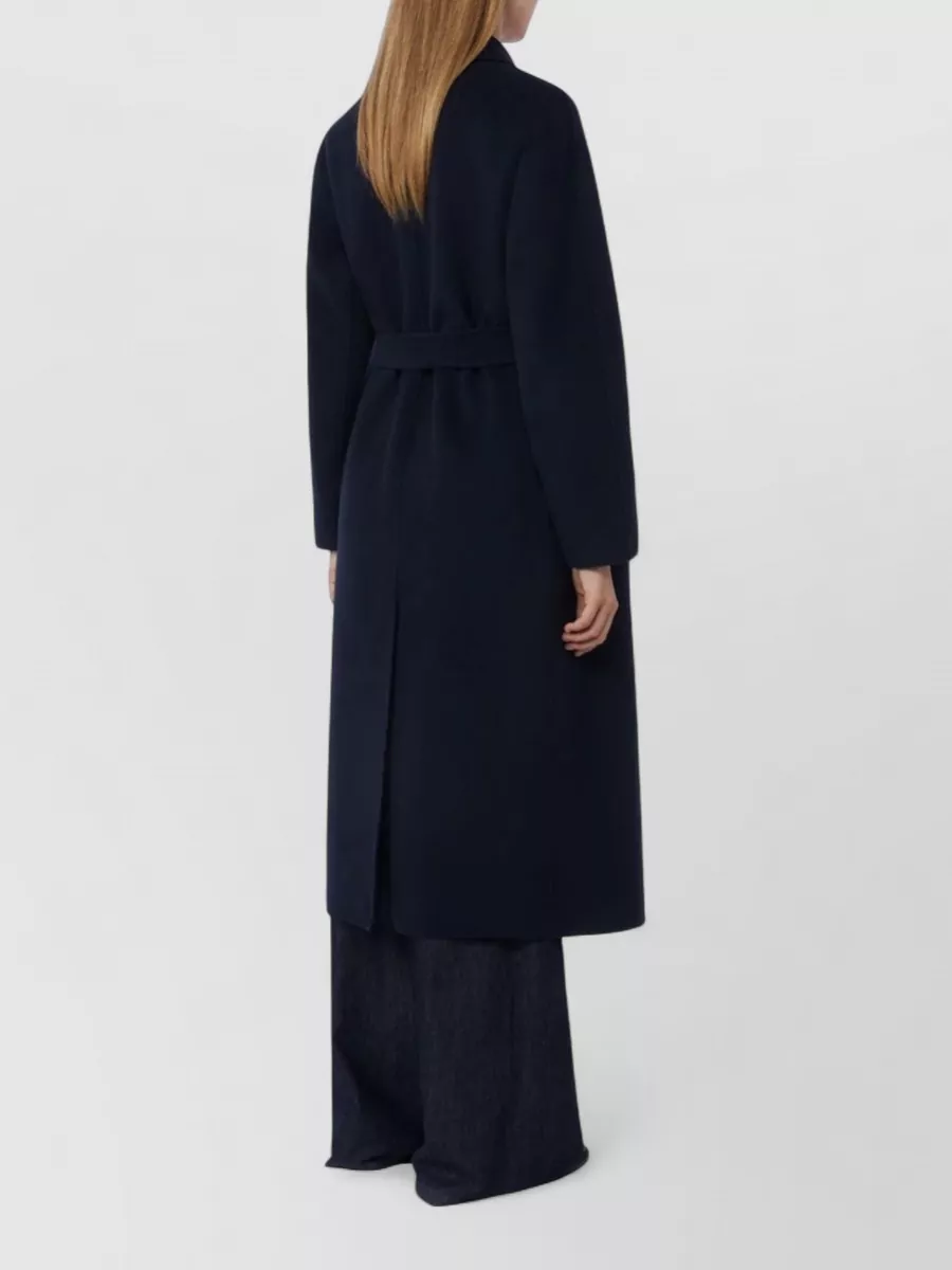 S Max Mara Long Coat Belted Waist Notched Lapels