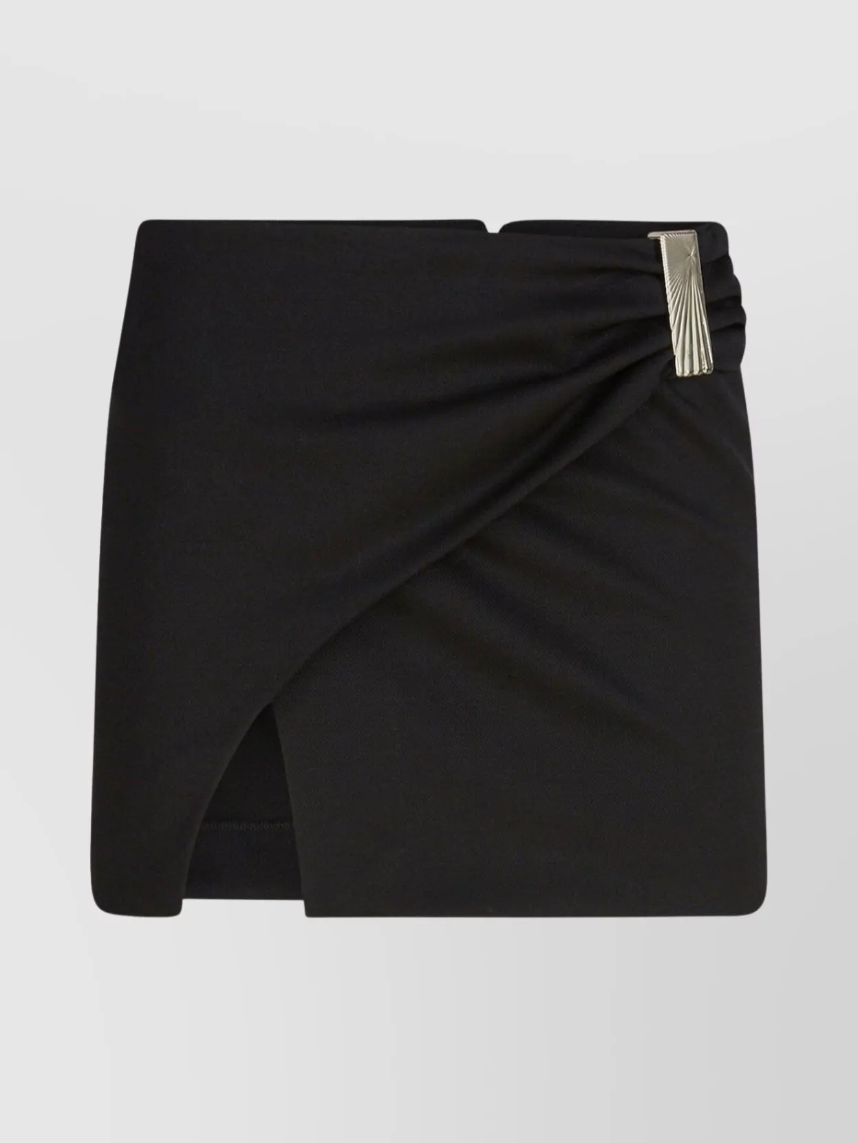 Attico Womens Black Wrap Midi-waist Stretch-wool Mini Skirt In Black