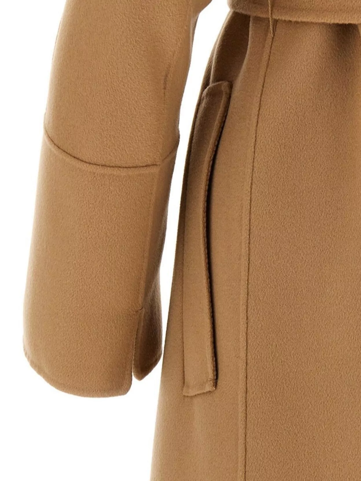 's Max Mara Waist Belt Long Coat With Lapels Pockets