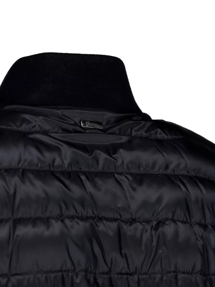 Herno Quilted Jacket Lightweight Ribbed Collar Pockets