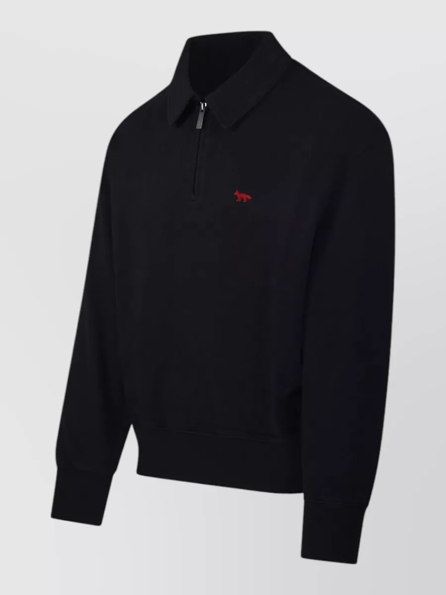 Maison Kitsuné organic cotton zipped polo sweatshirt