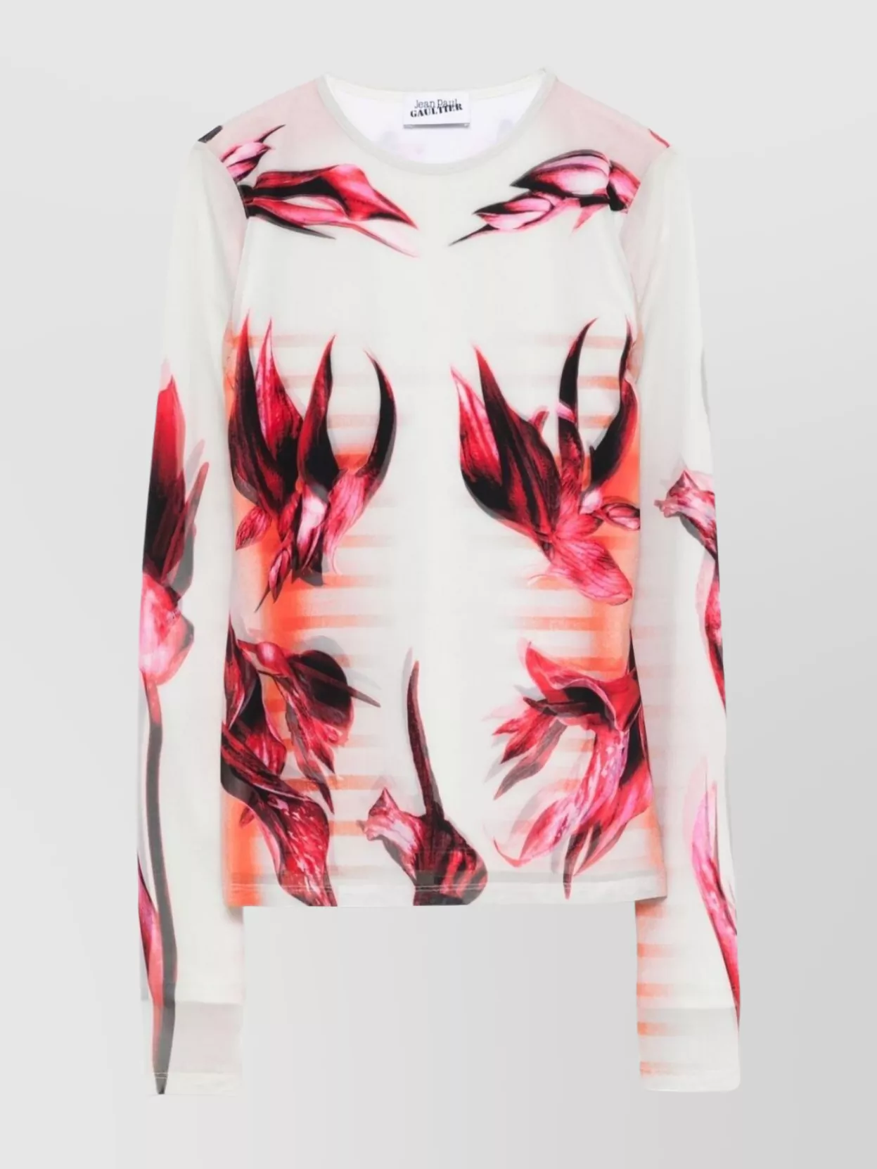 Jean Paul Gaultier Sheer Floral Print Long Sleeve Top