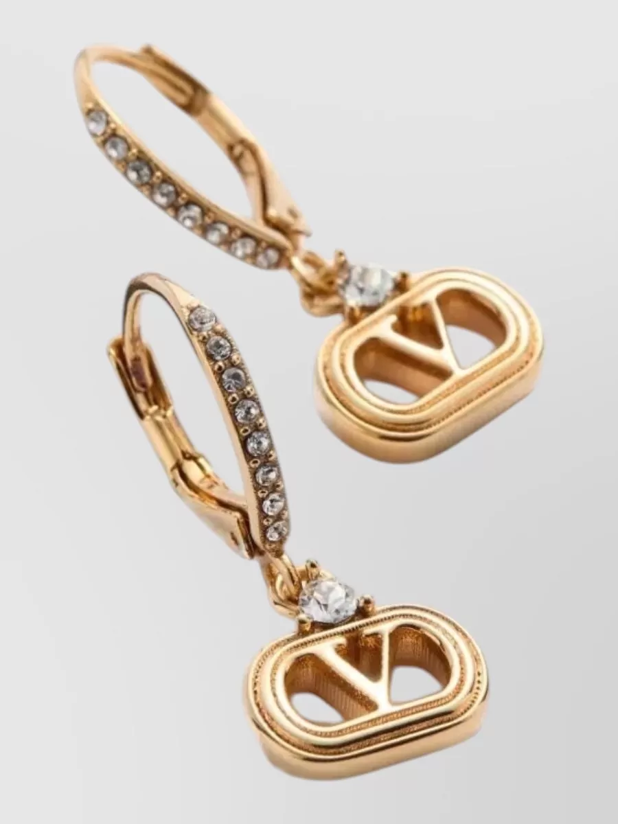 Valentino Garavani Ovalette Metal Earrings Swarovski Crystals