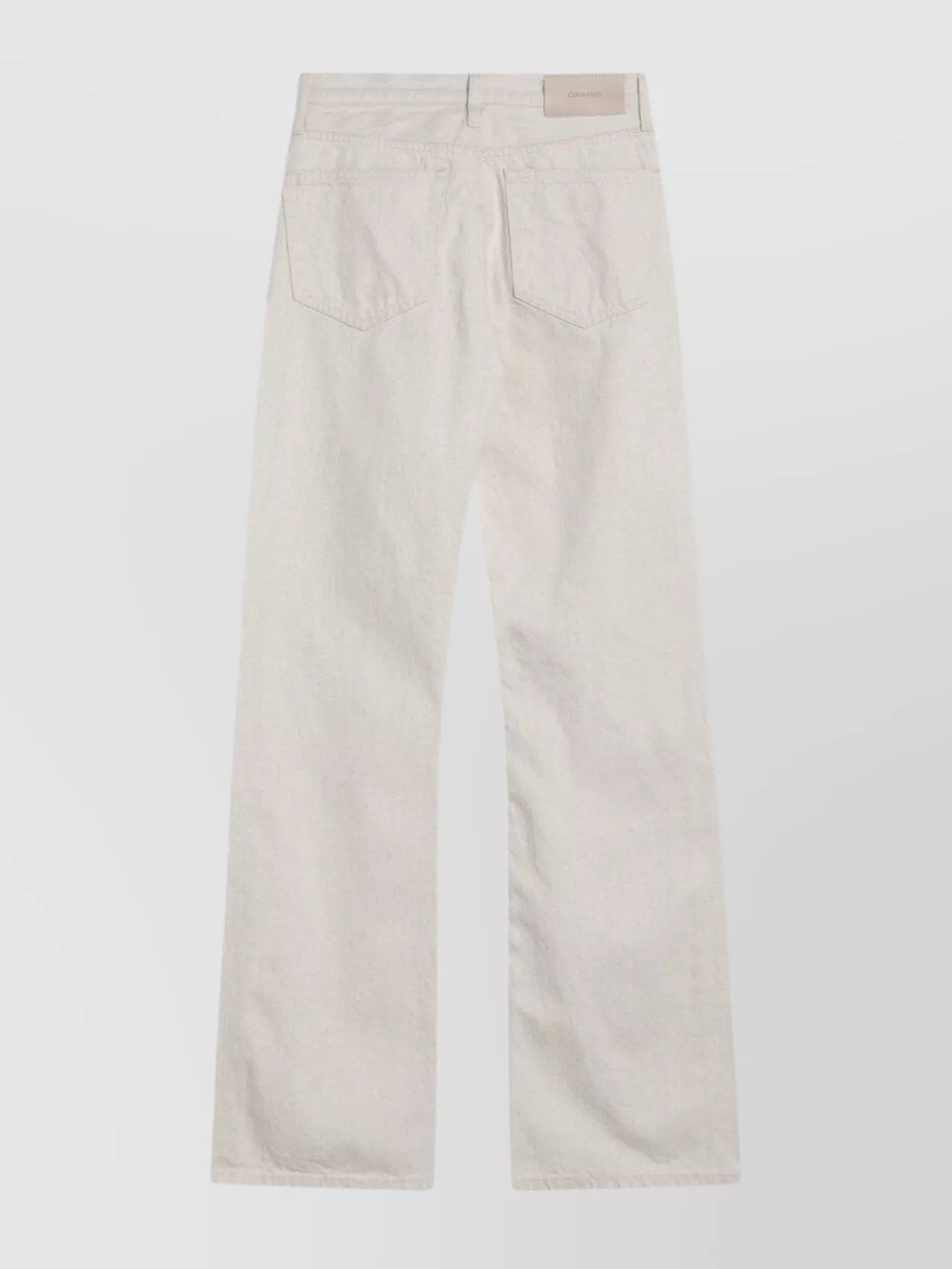 Calvin Klein Relaxed Flared Beige Jeans In Linen Blend In White