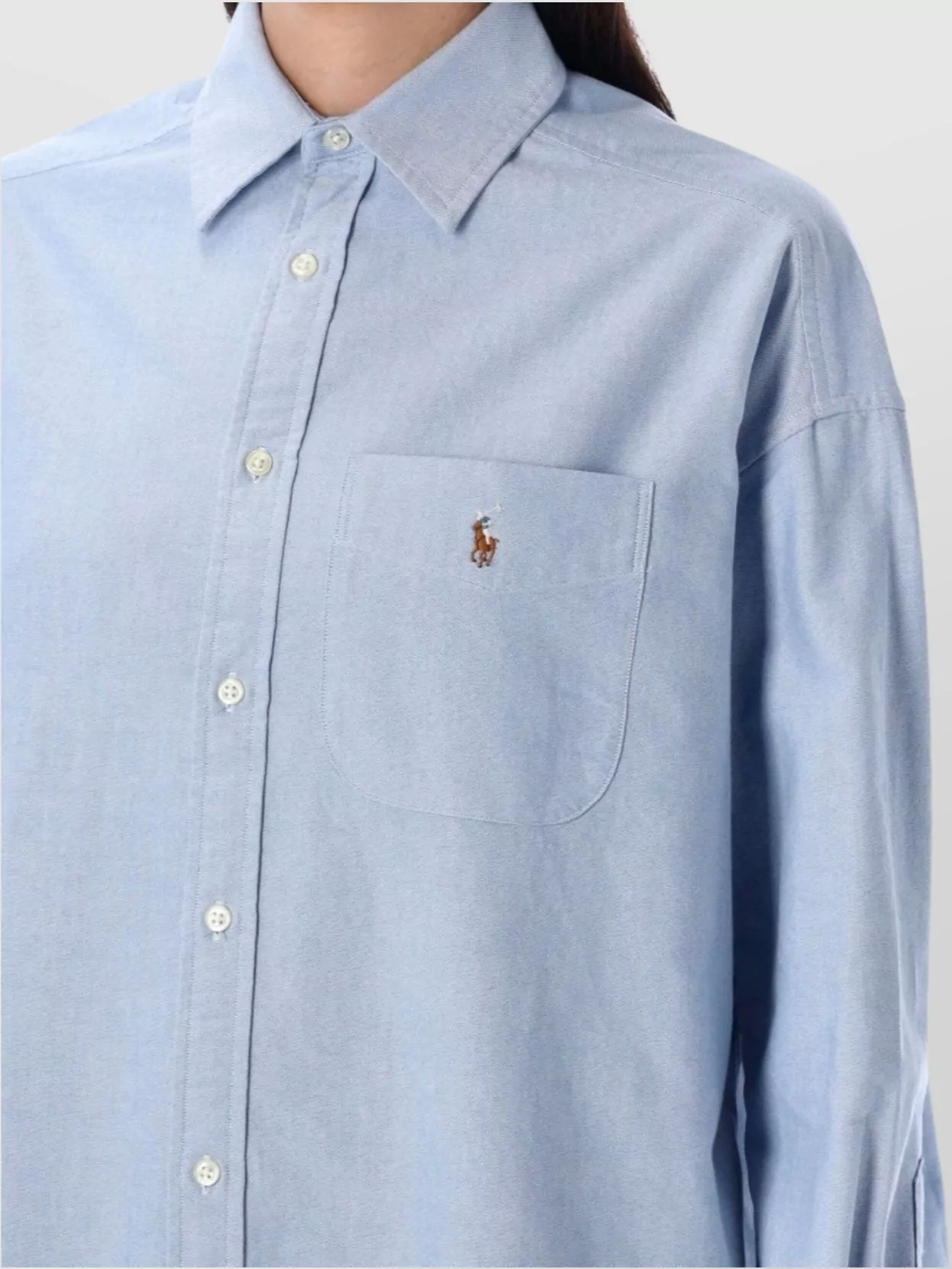 Polo Ralph Lauren Striped Oversized Oxford Shirt With Chest Pocket In Blue