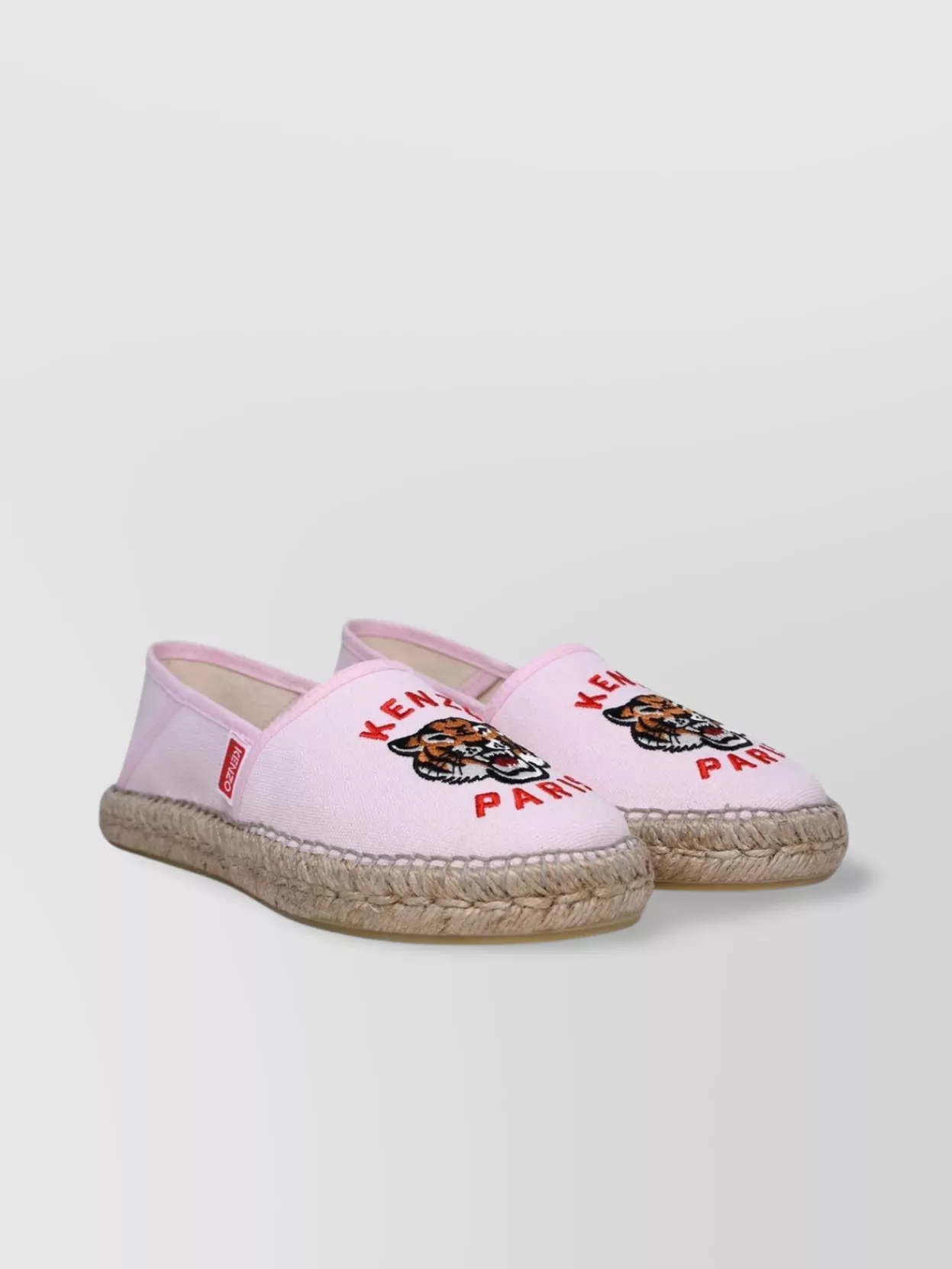 Kenzo Embroidered Detail Canvas Espadrilles In Pink
