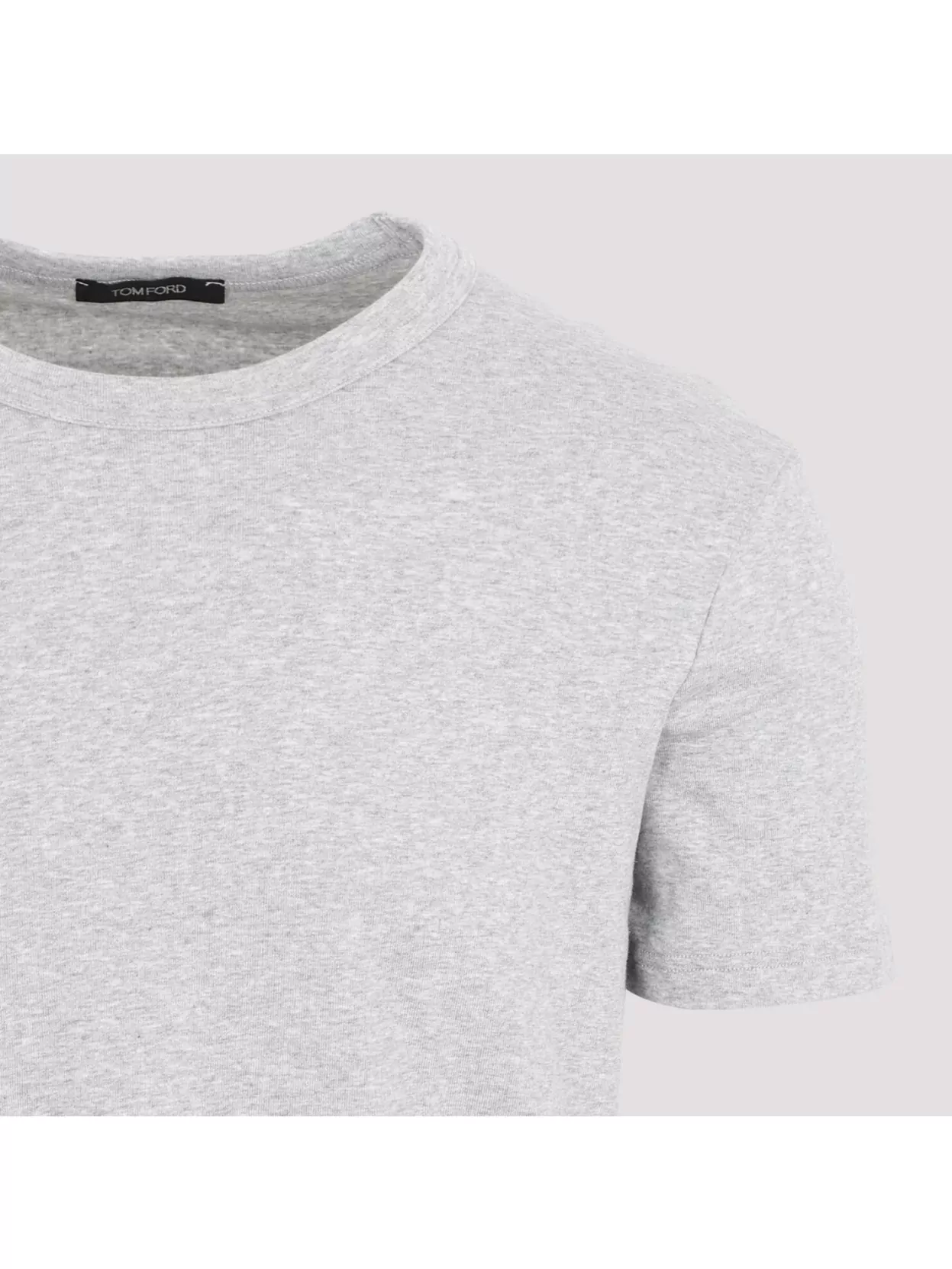 Tom Ford Crew Neck Short Sleeve T-shirt With Tonal Stitching In Gray