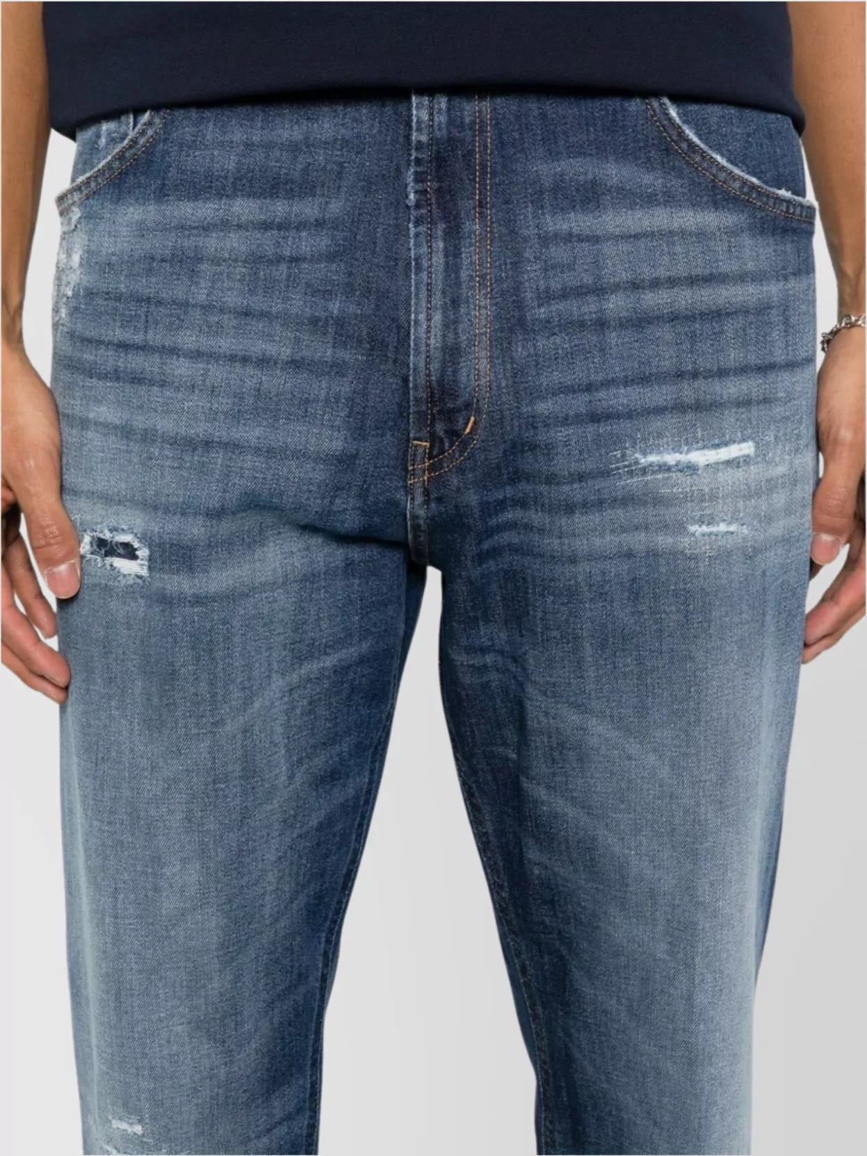 Dondup Distressed Denim Trousers Belt Loops