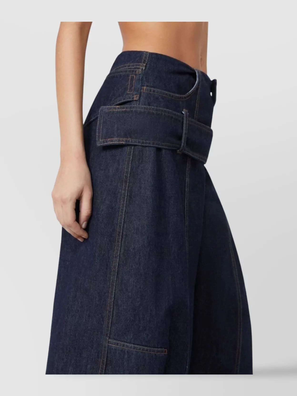 Sportmax Loose Fit Wide Leg Denim Trousers