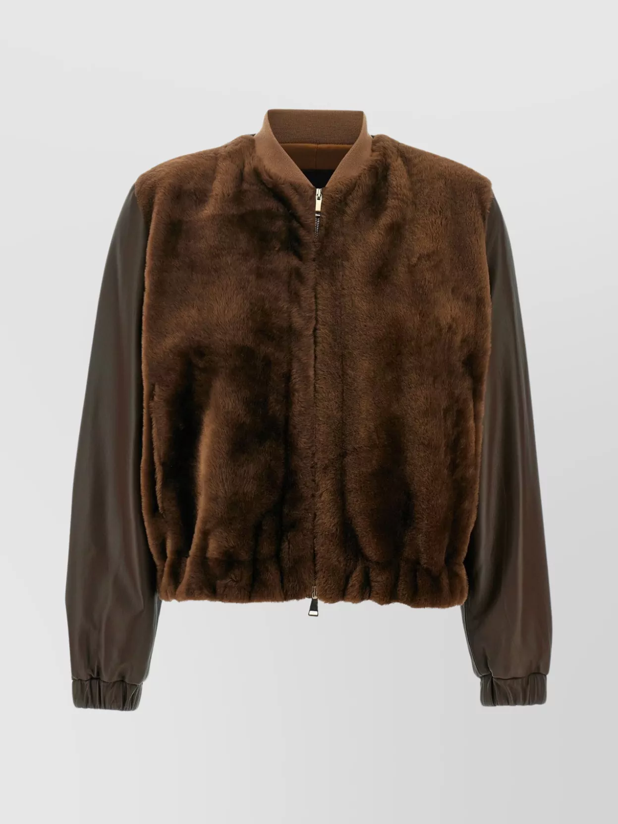Fabiana Filippi Bomber Jacket With Faux Fur Front In Brown