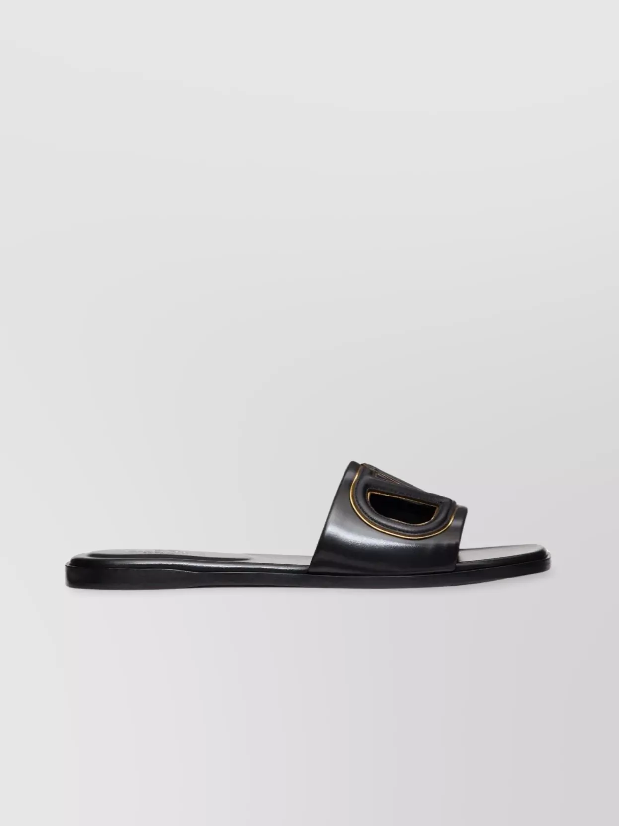 Shop Valentino Calfskin Vlogo Slide Sandals In Black