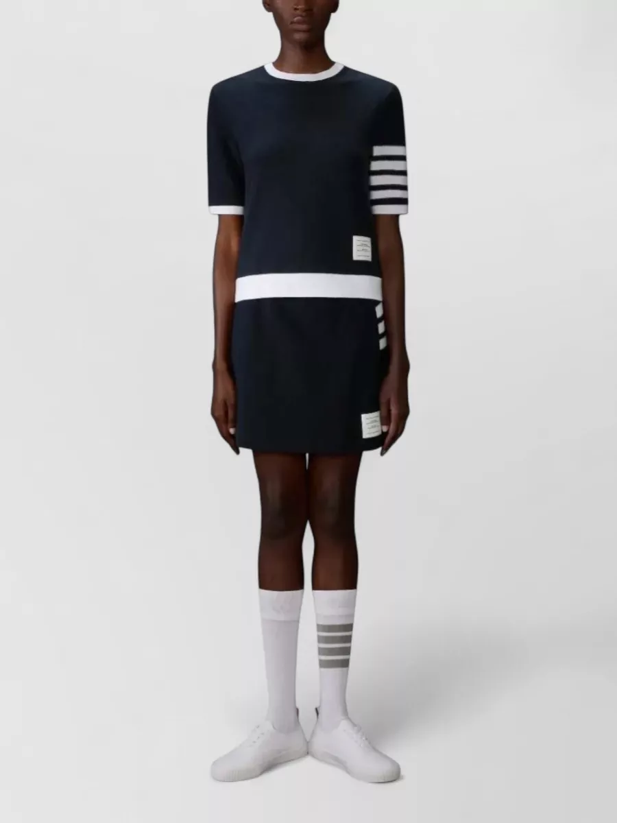 Thom Browne Box Pleat Skirt Contrast Waistband Stripes