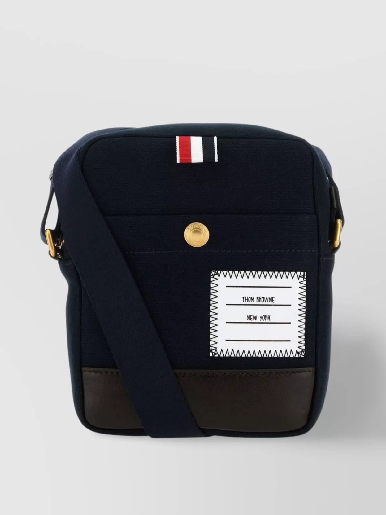 Shop Thom Browne Adjustable Canvas Bag Strap In Black
