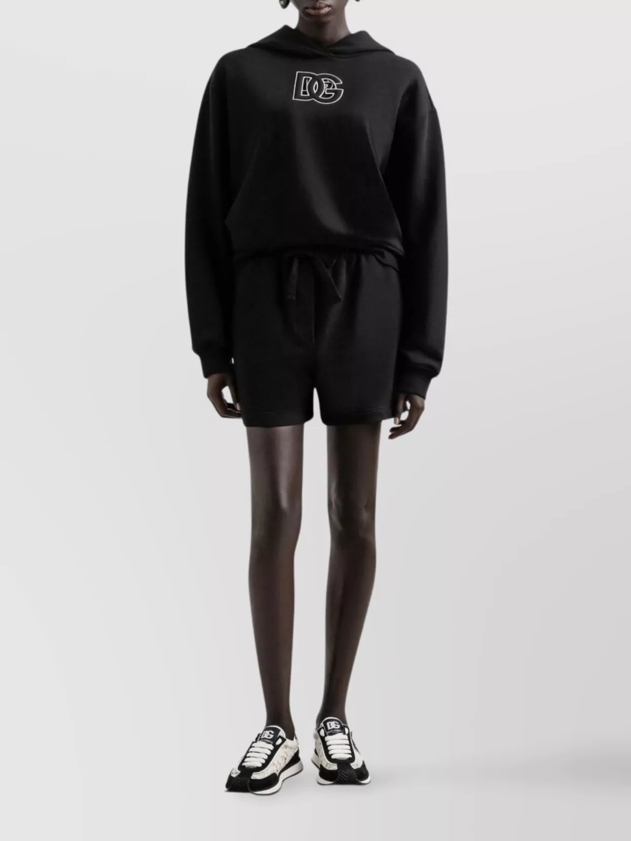 Dolce & Gabbana Hooded Knitwear Ribbed Finish In Black