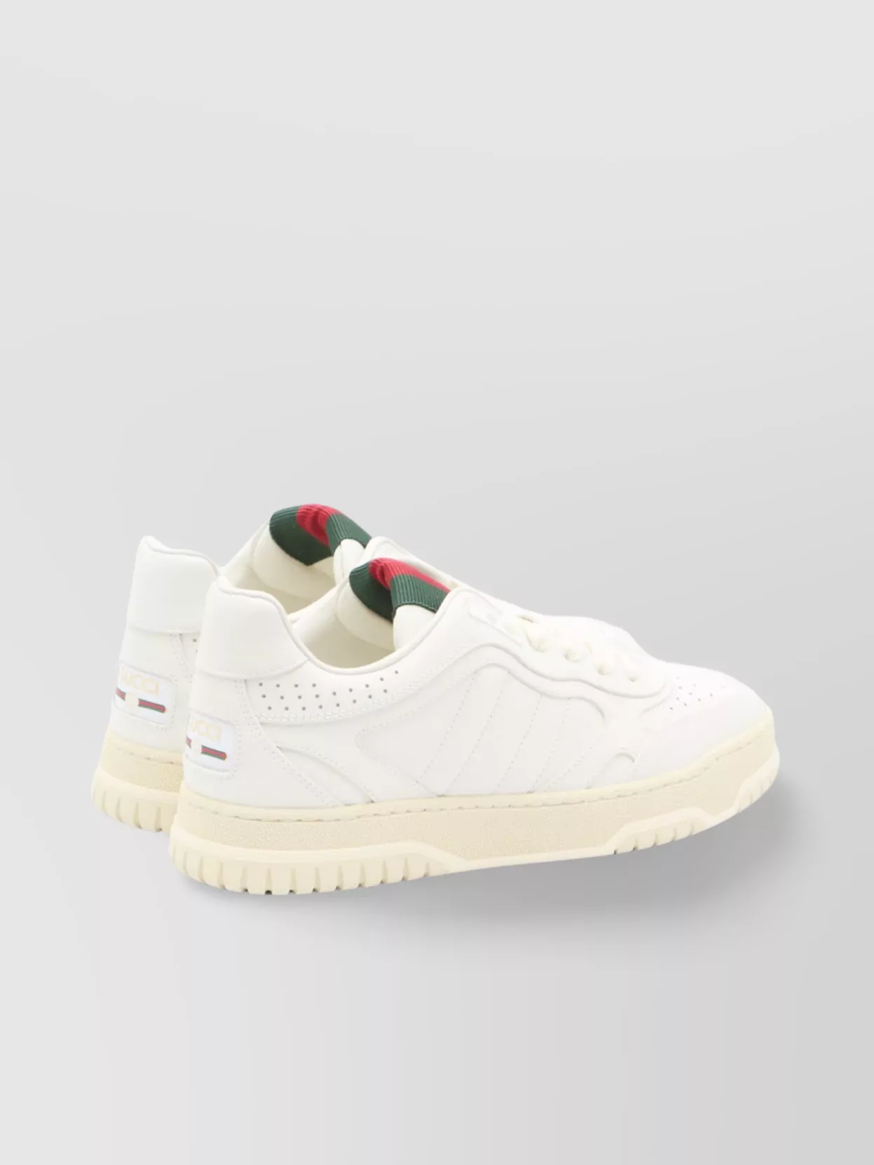 Gucci Re-web Leather Perforated Sneakers In White