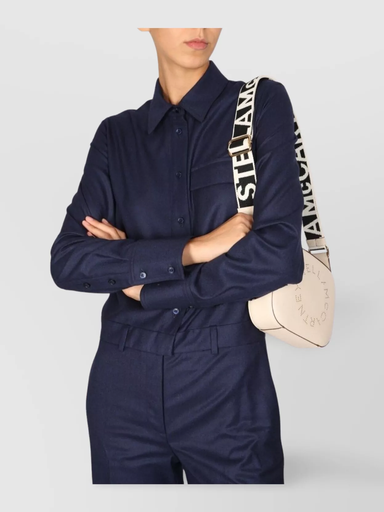 STELLA MCCARTNEY WOOL JUMPSUIT WITH POCKETS AND COLLAR