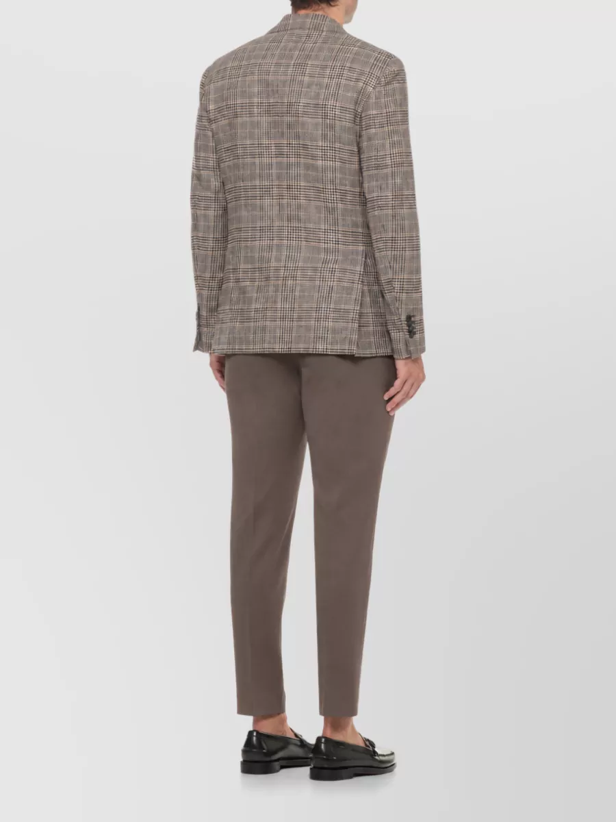 Lardini Prince Of Wales Wool Cashmere Single-Breasted Suit Jacket