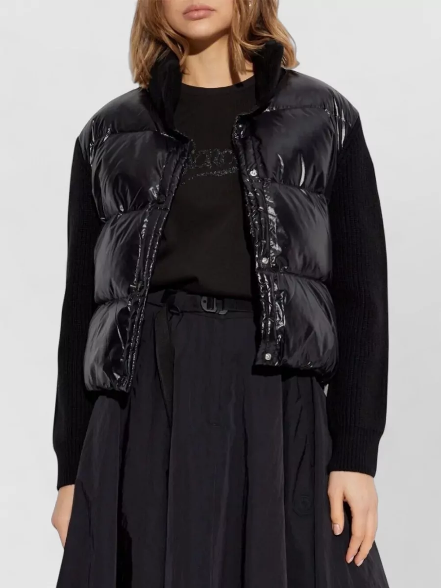 Moncler Wool Cardigan Jacket High Collar Quilted