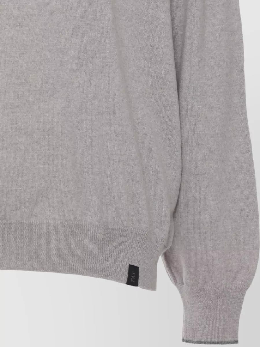 Fay Wool Crew Neck Sweater Long Sleeves Ribbed