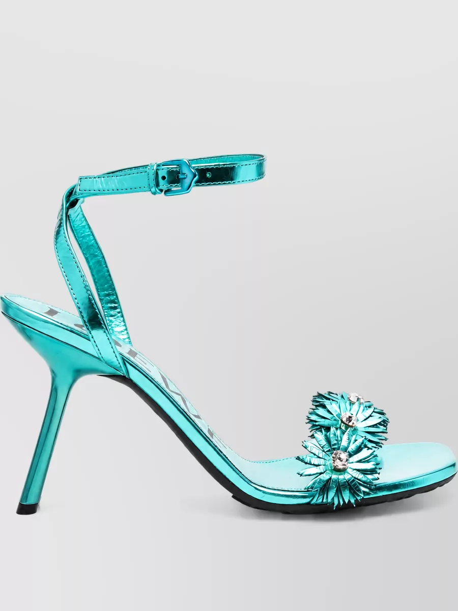 Loewe Paula's Ibiza Leather Crystal Embellished Ankle Strap Sandals