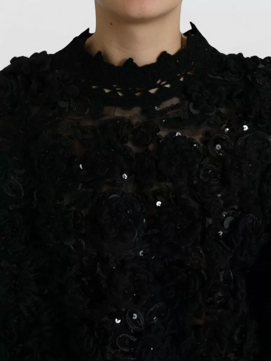 Dolce&Gabbana Sequined Embellished High Neck Long Sleeve Sweater