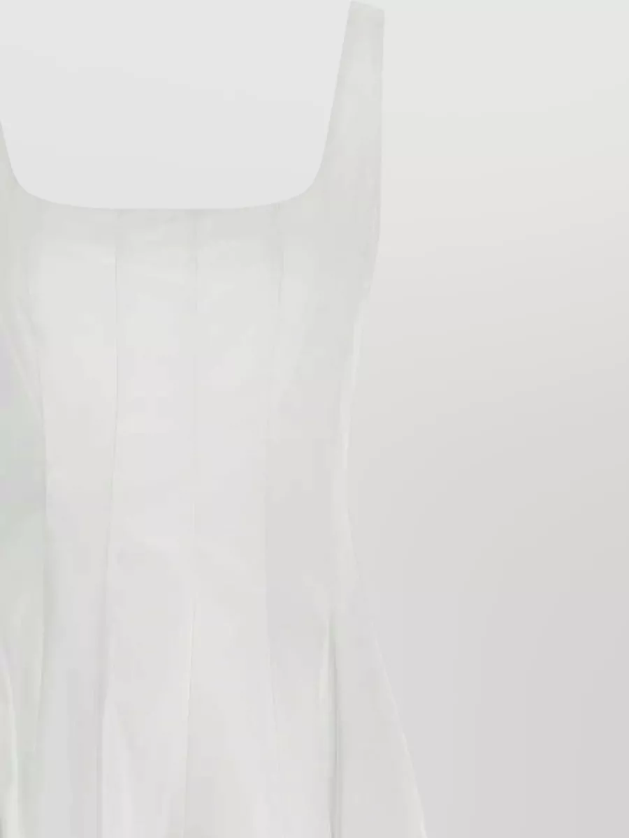 Staud Sleeveless Square-Neck Poplin Midi Dress