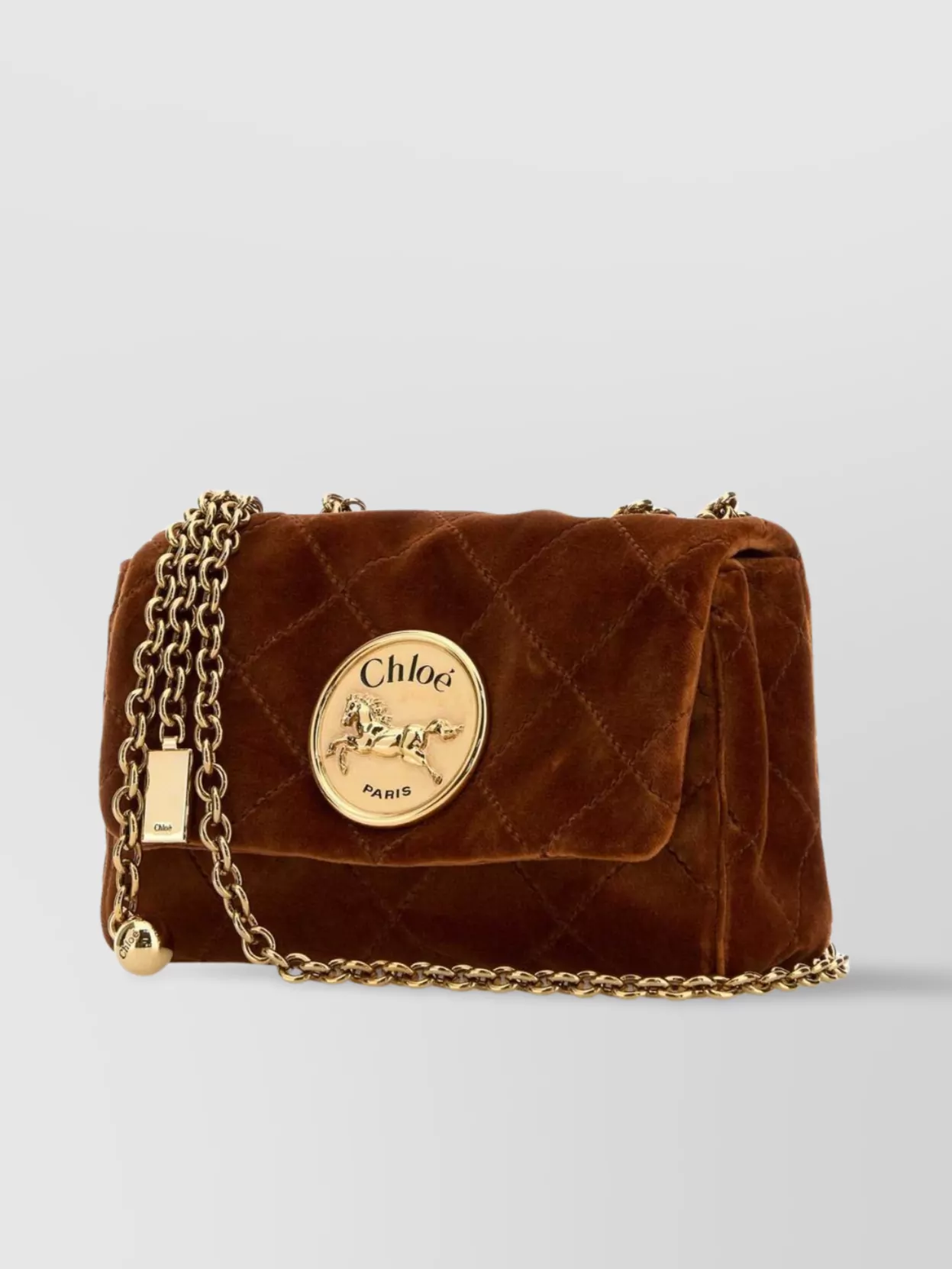 Chloé Chloe Women Caramel Velvet Small Chloe Heritage Shoulder Bag In Pink