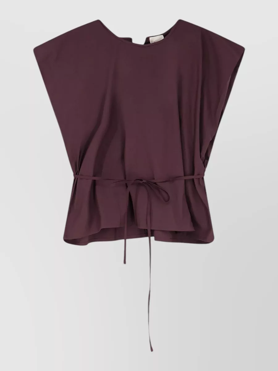 Alysi cotton sleeveless belted blouse