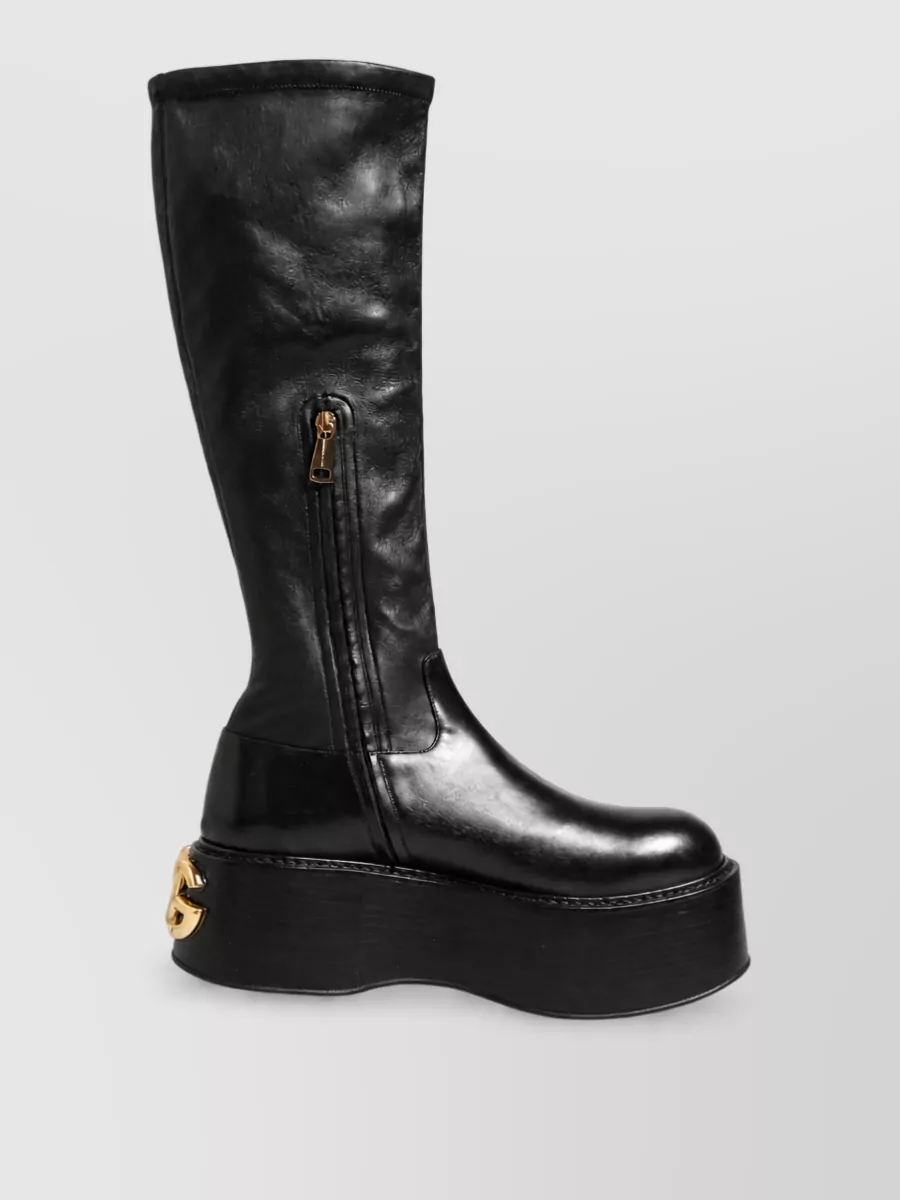 Dolce&Gabbana Leather Platform Knee-High Boots