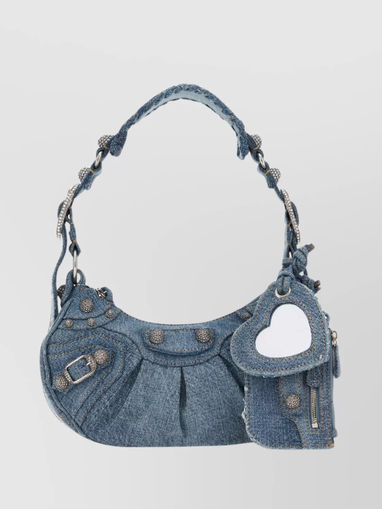 Shop Balenciaga Le Cagole Xs Denim Shoulder Bag In Blue