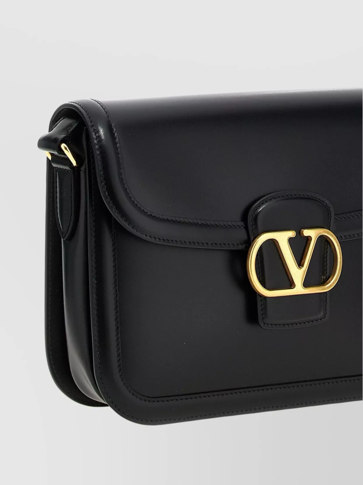 Valentino Garavani Black Shoulder Bag With Vlogo Detail On The Front In Leather Man