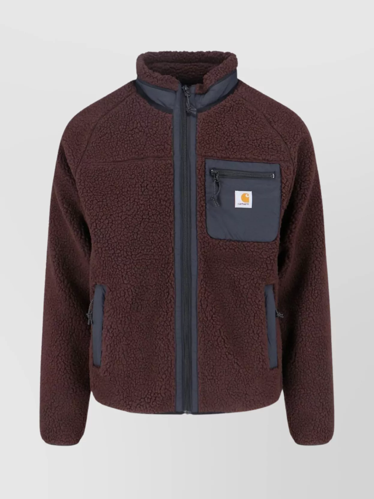 Carhartt Fleece Jacket With High Collar And Pockets In Brown