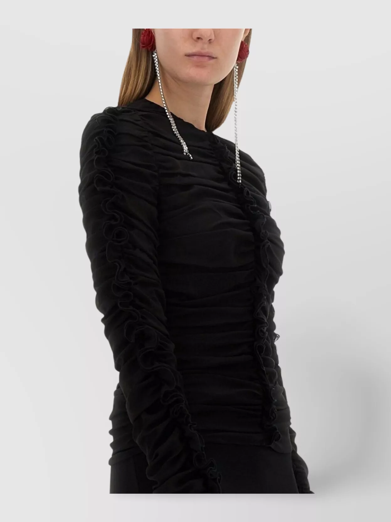 Magda Butrym Ruched Tops With Keyhole Back And Ruffled Sleeves