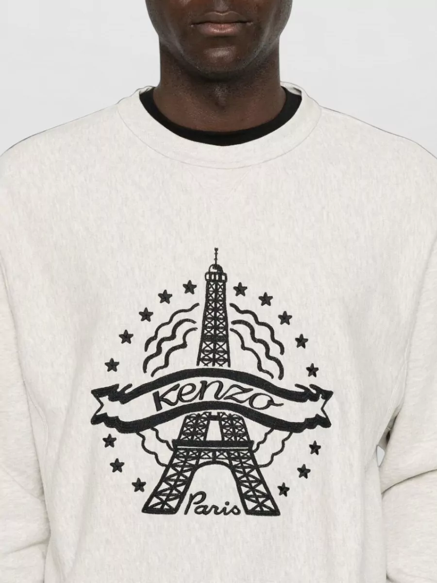 Kenzo Cotton Eiffel Tower Embroidery Crewneck Sweatshirt