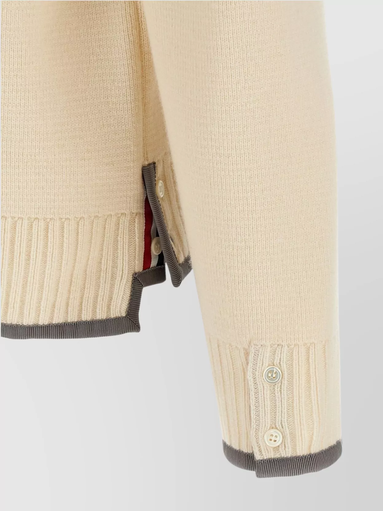 Thom Browne Wool Cardigan With Striped Sleeve Detail