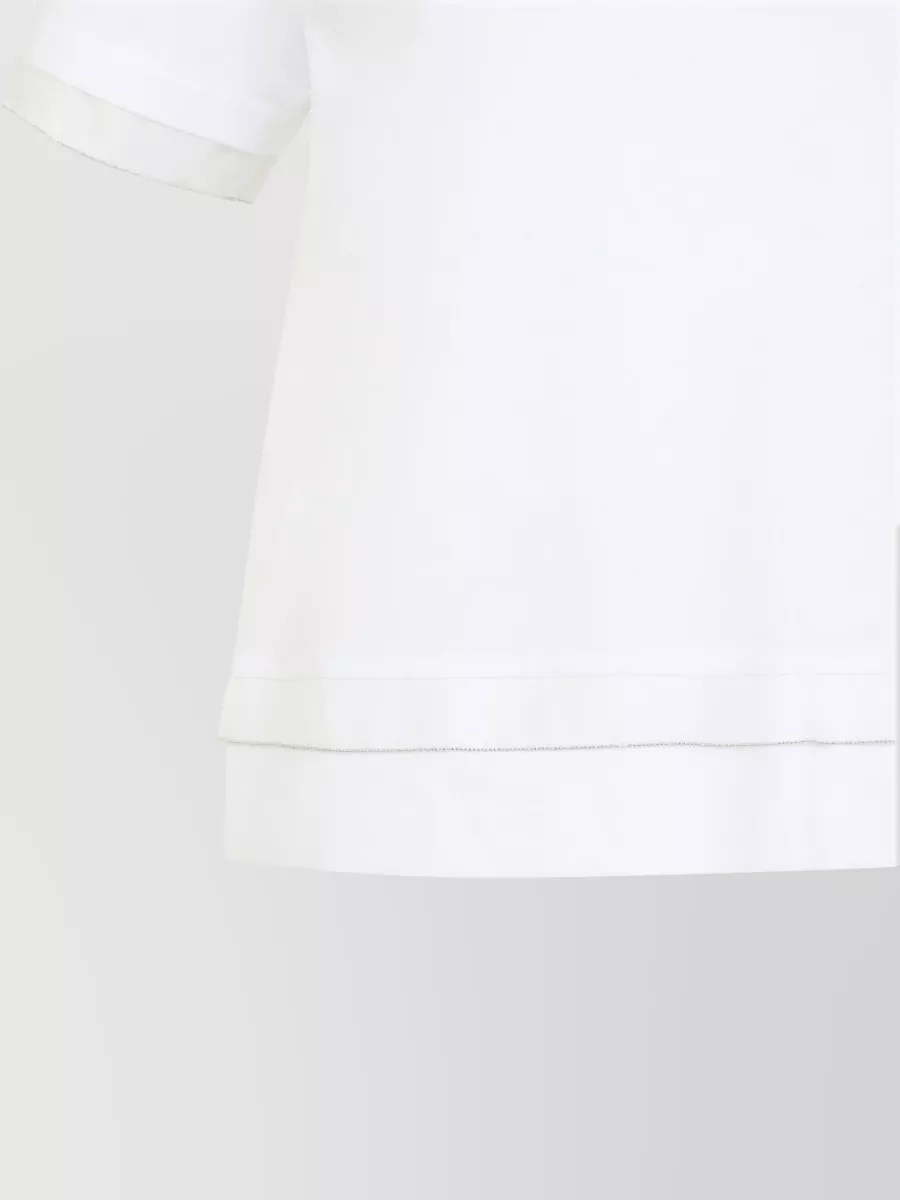 Peserico Crew Neck Layered Hem Short Sleeve Top