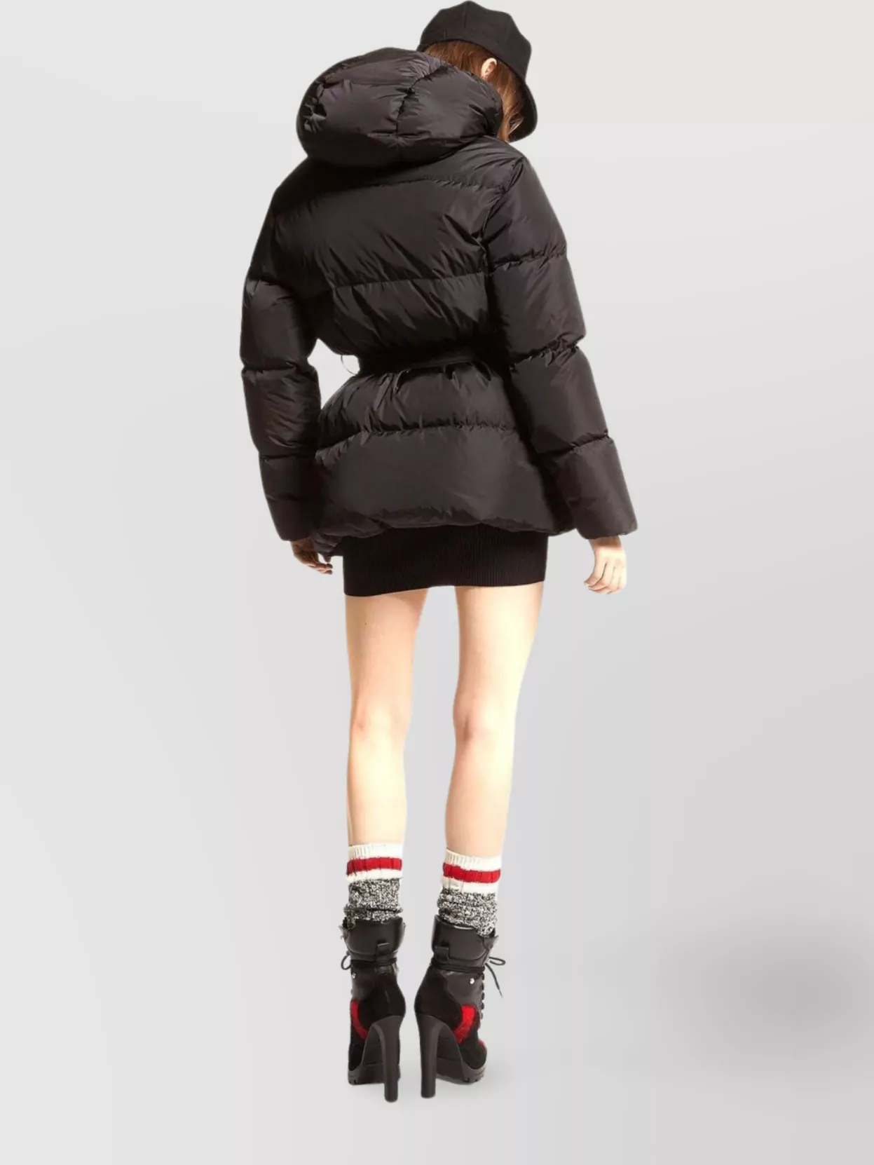 Dsquared2 Quilted Hooded Coat Belted Waist In Purple