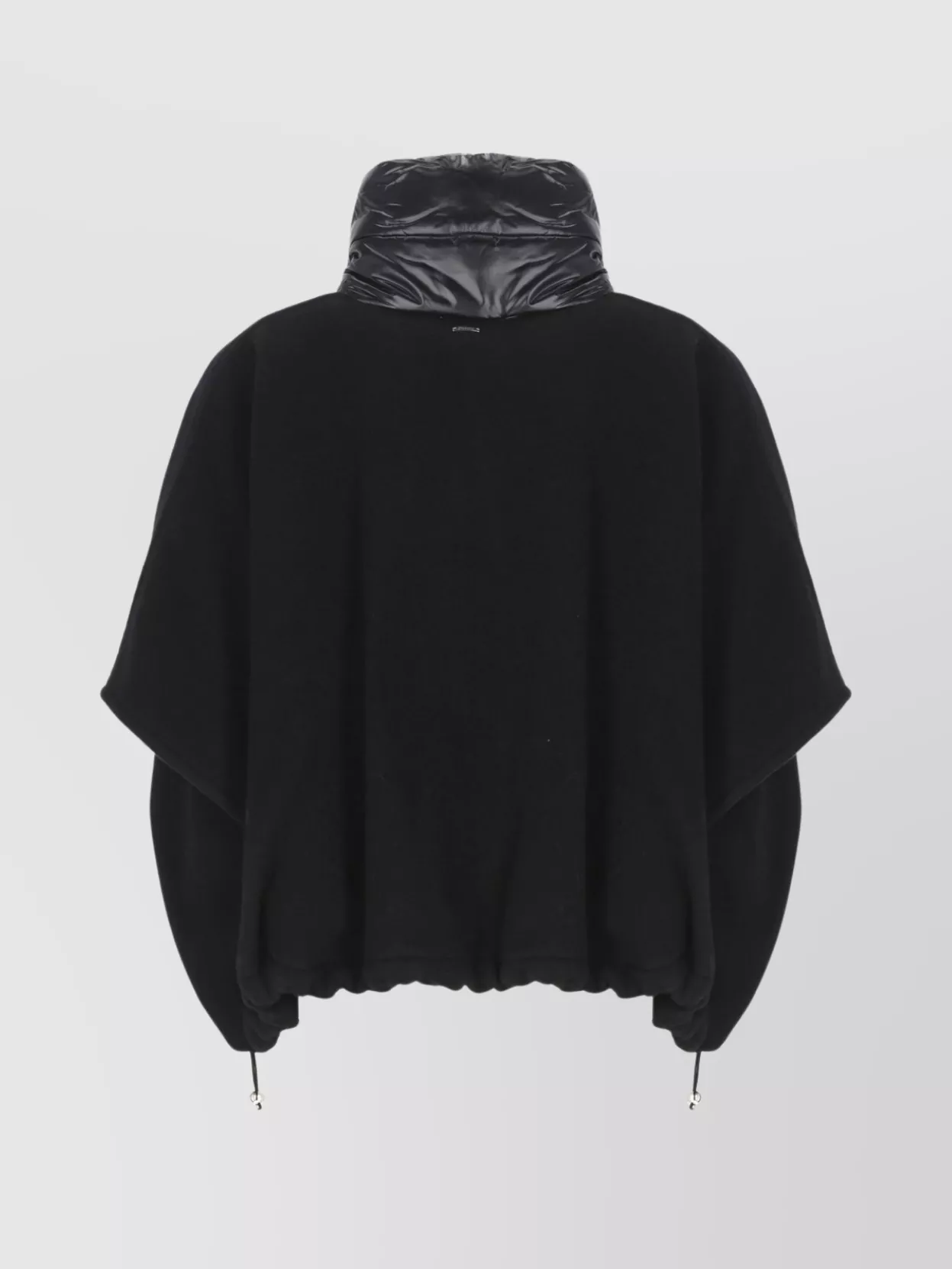Herno Wool And Cashmere Poncho With Drawstring Hem In Black