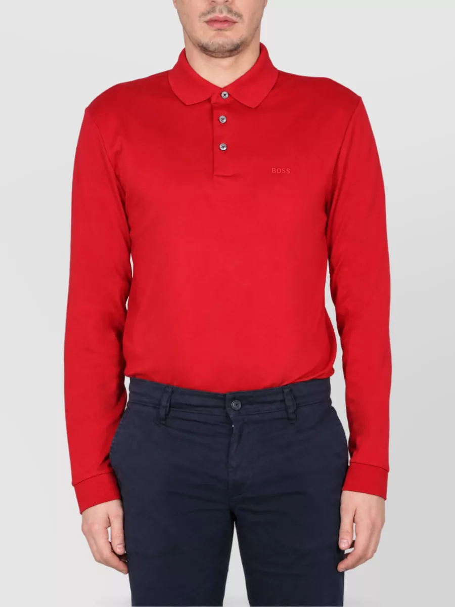 Boss Cotton Logo-Embroidered Polo Shirt