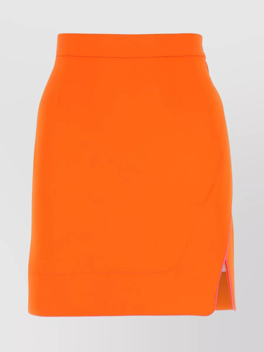 Shop Vivienne Westwood Polyester Mini Skirt With Side Slit And Contrast Piping In Orange