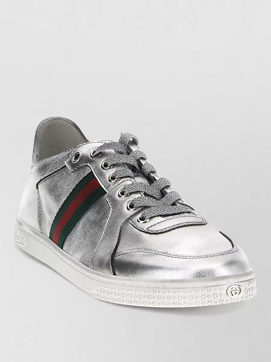 Gucci Metallic Leather Low-Top Sneakers