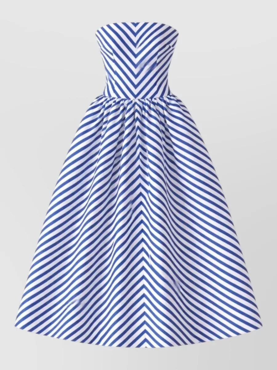 Self-Portrait Striped Taffeta Midi Dress