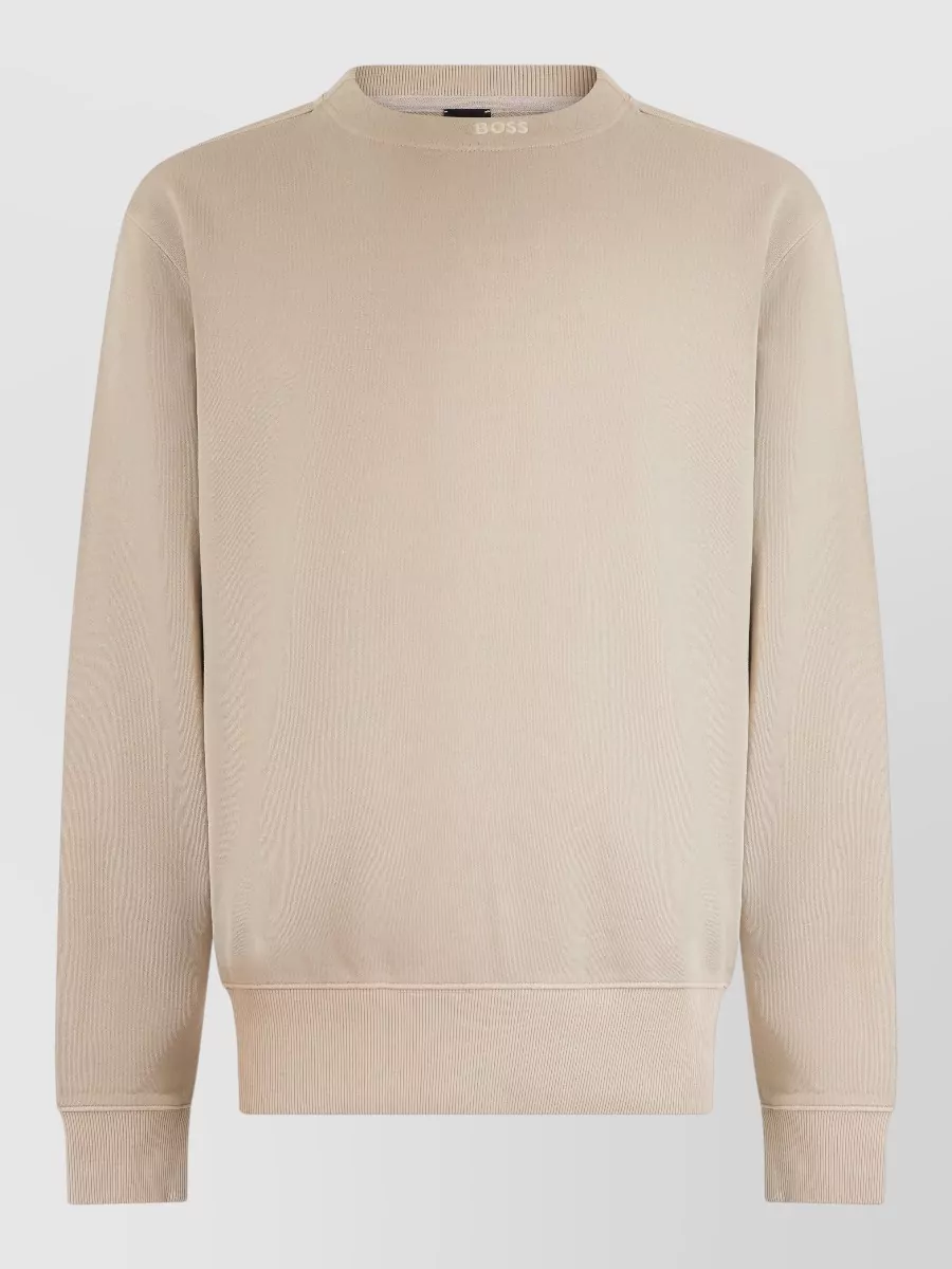 Boss cotton ribbed crew neck sweatshirt